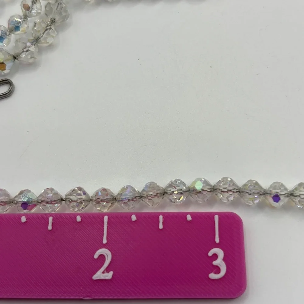 Vintage Aurora Borealis AB Crystal Glass Bead Multi 3 Strand Necklace